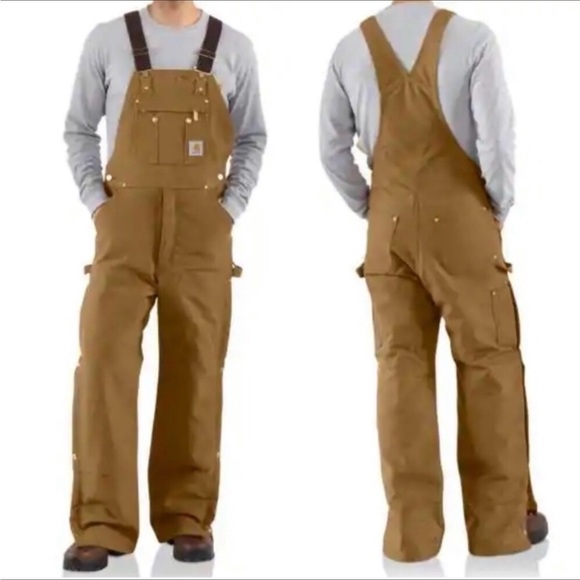Carhartt Other - NWOT Carhartt Quilt Lined Bib Overalls Brown 34